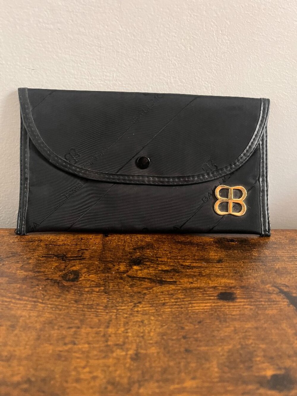 Vintage Balenciaga Black Nylon Cosmetic Case Clutch c1990s
